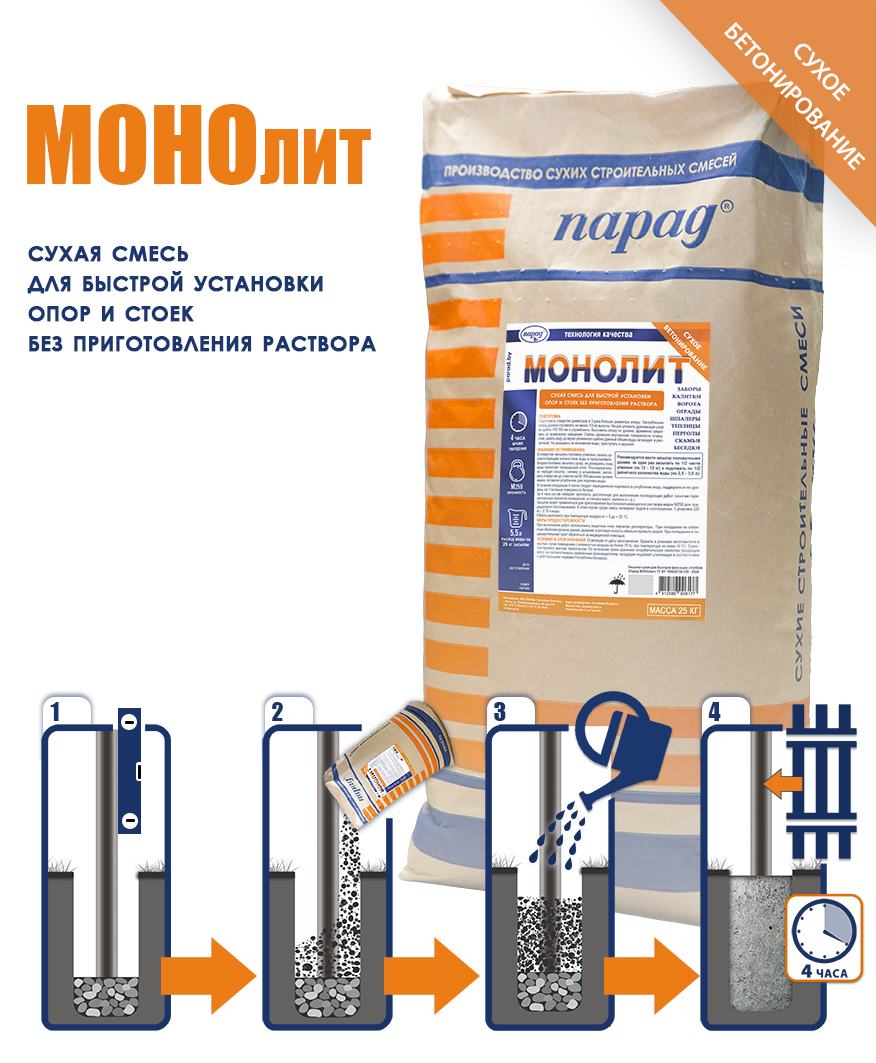 Сухая монтажная смесь для быстрого бетонирования